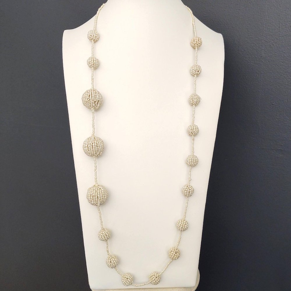 Coldwater Creek long cream seed bead ball necklace